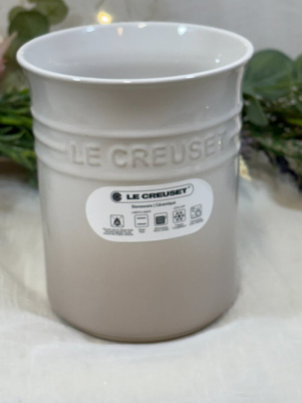 Le Creuset MERINGUE Stoneware Utensil Crock Holder 1L Second Choix NEW Off White